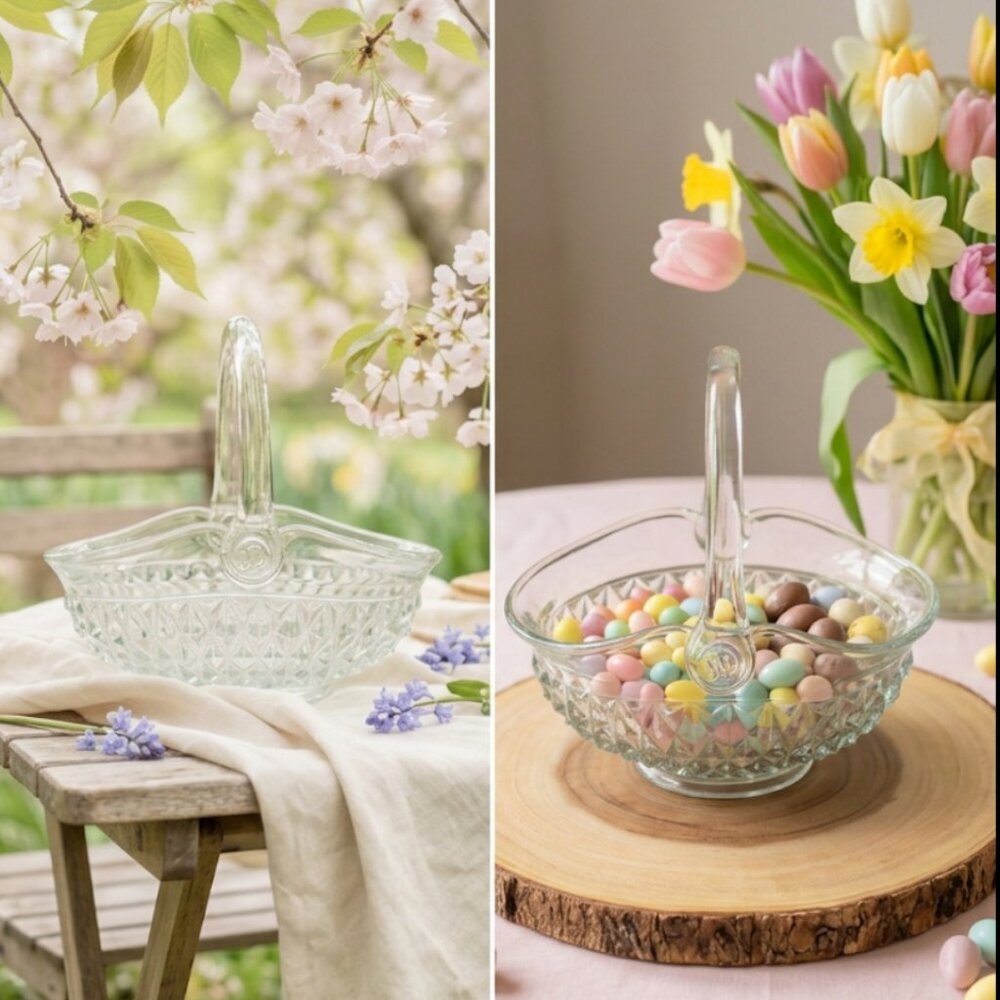 Tiara Diamond Point Glass Basket